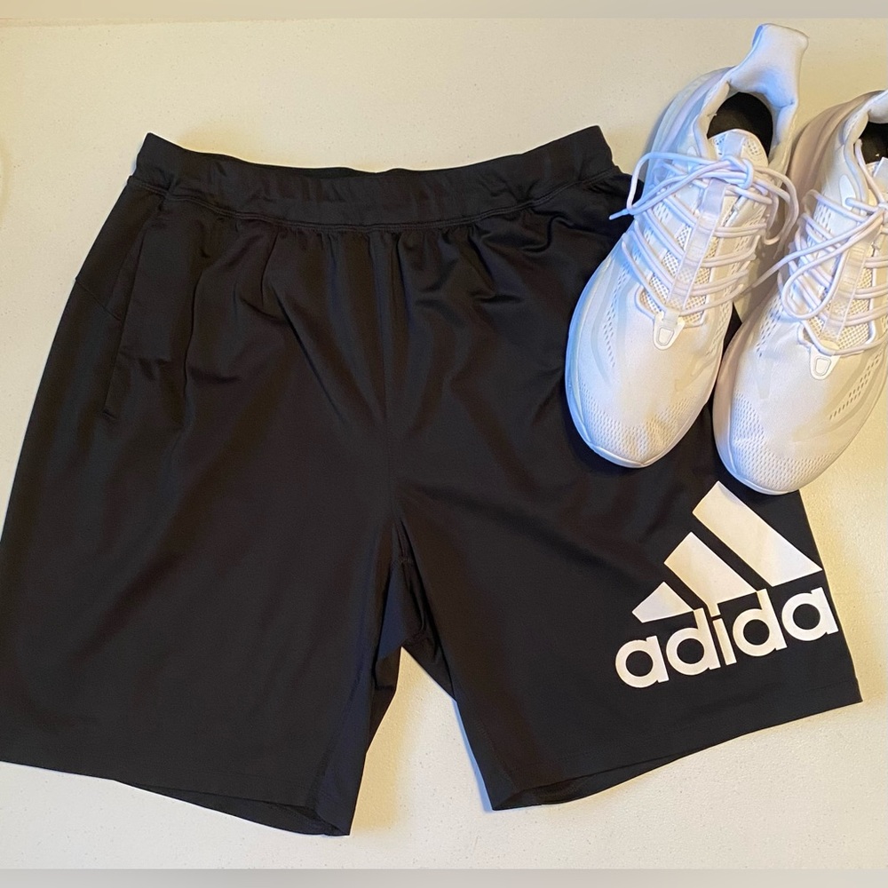 Adidas Men’s 4KRFT ‘Badge of Sport’ Black Shorts With White Logo XL X-Large
